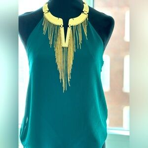 H&M embellished tank jade green size 4